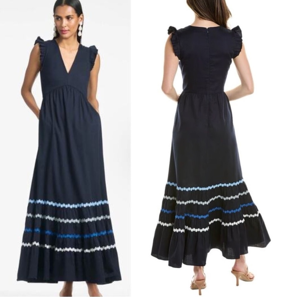 Sachin + Babi Rosa Midnight Navy Cotton Maxi Dress Size 10